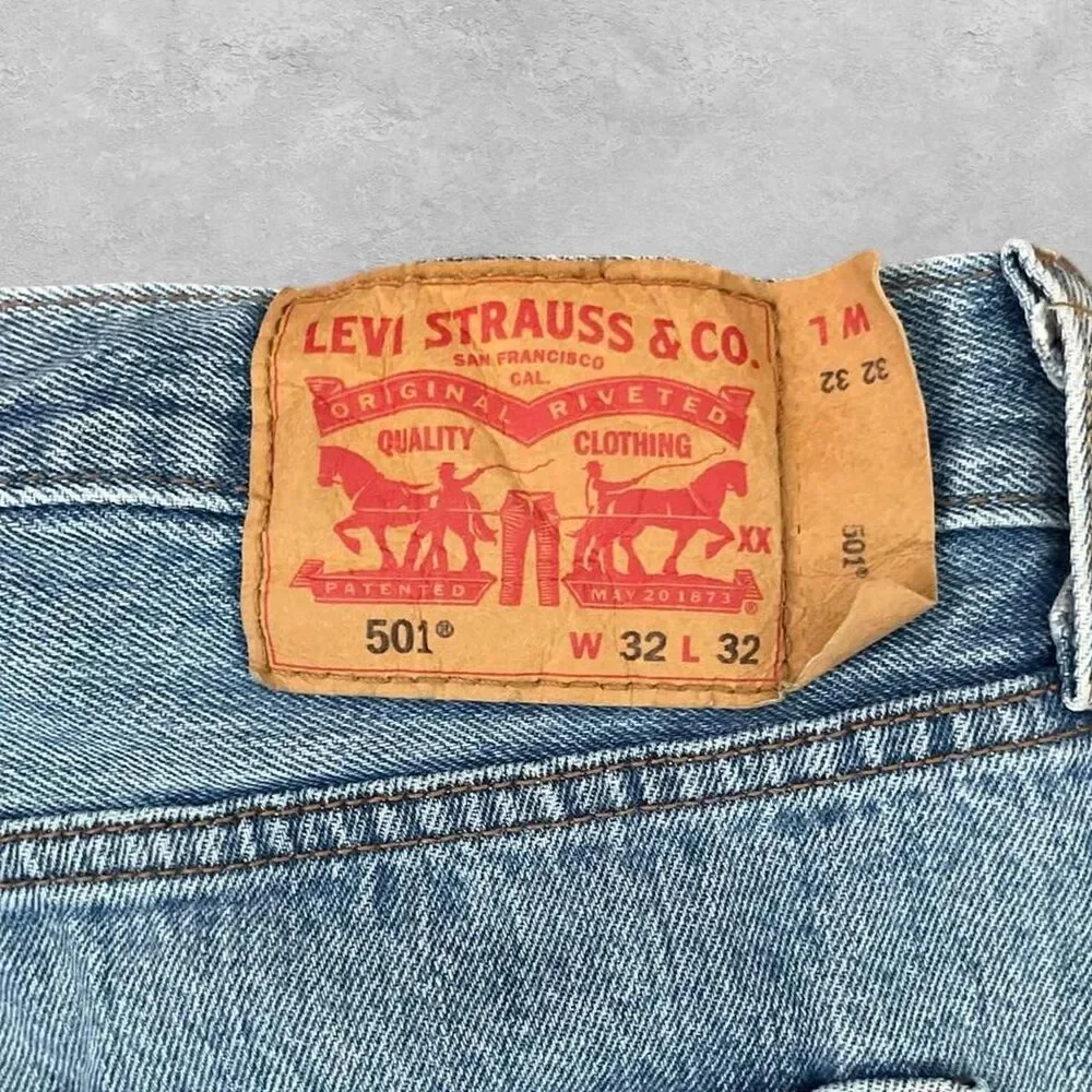 Levi's 501 Mens Straight Leg Jeans 32x32 Blue Denim Button Fly Y2K